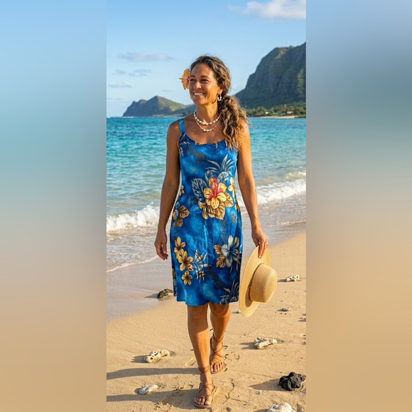 Hilo Hattie Dresses & Skirts - Hilo Hattie The Hawaiian Original Blue Floral Dress Size XS Tropical Beach